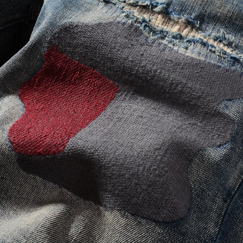 Summer Fashion Men Jeans Retro Blue Washed Elastic Patched Designer Vintage Ripped Short Jeans Homme Hip Hop Denim Shorts Men