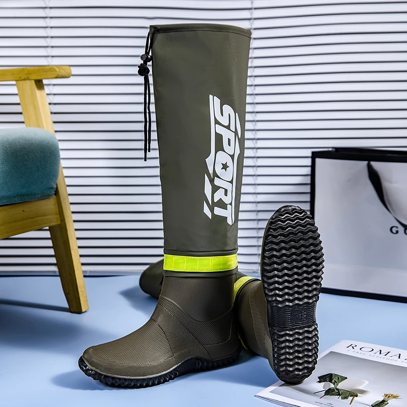 Men's Rain Boots For Outer Wear Fashion High-Top Rain Boots Outdoor Fishing Boots Long-Tube Waterproof And Non-Slip Couple Style