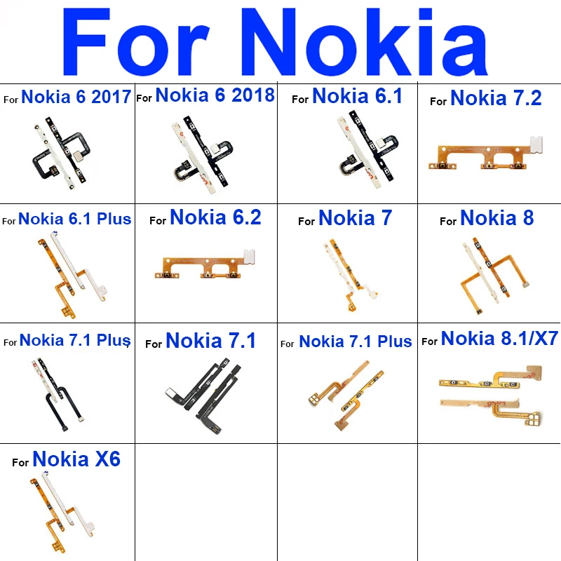 Volume&Power Side Button For Nokia 6 6.1 6.2 7 7.1 7.2 8 8.1 X7 X6 Plus 2017 2018 On/off Power Volume Control Flex Cable Parts