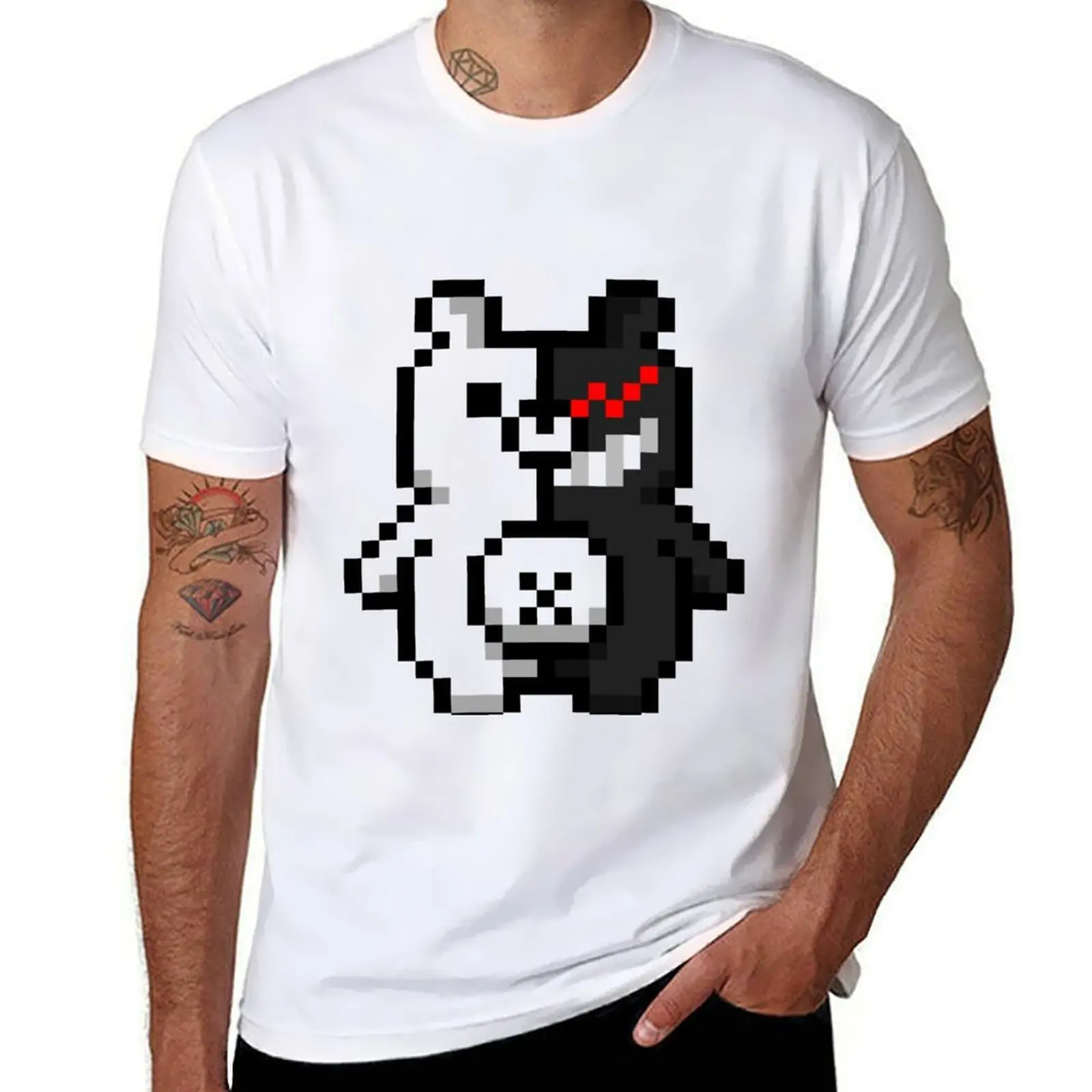 

Pixel Monokuma T-Shirt man t shirts for men casual t shirt men 100% cotton luxury brand T-Shirt