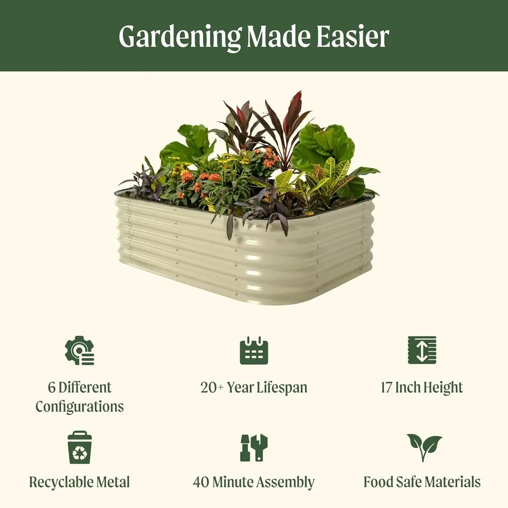 Vego garden Raised Garden Bed Kits, 17" Tall 6 in 1 ular Metal Raised Planter Bed or Vegetables lowers Patio Ground Planter Box- view 2