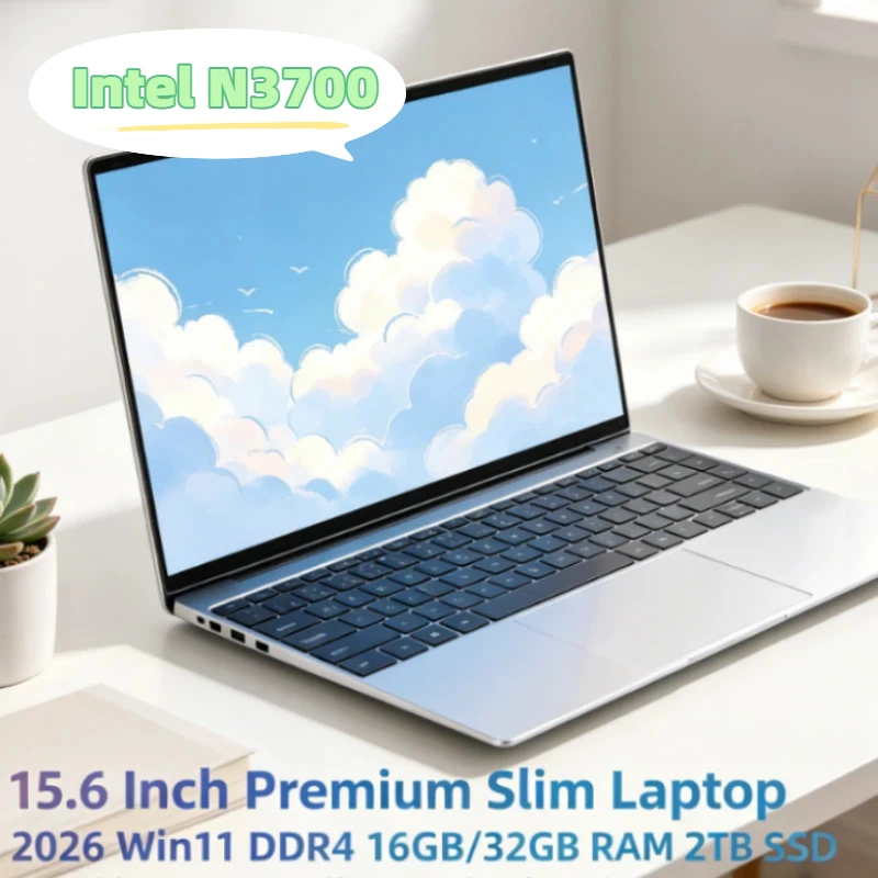 

16GB RAM 2TB SSD New Ultra Slim 15.6 Laptop Intel N3700 1920*1080 Display Windows 11 Pro Office Study Computer