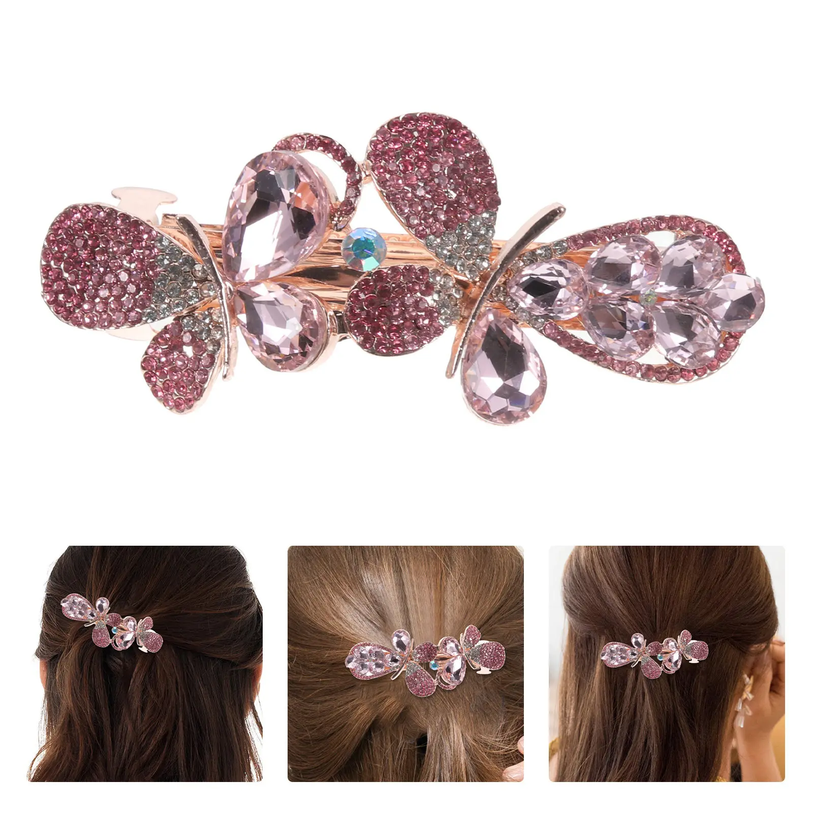 

Rhinestone Bow Hair Clip for Women Metallic Spring Barrette Secure Hold for Curly Straight Hair Bridal Party Everyday Elegance