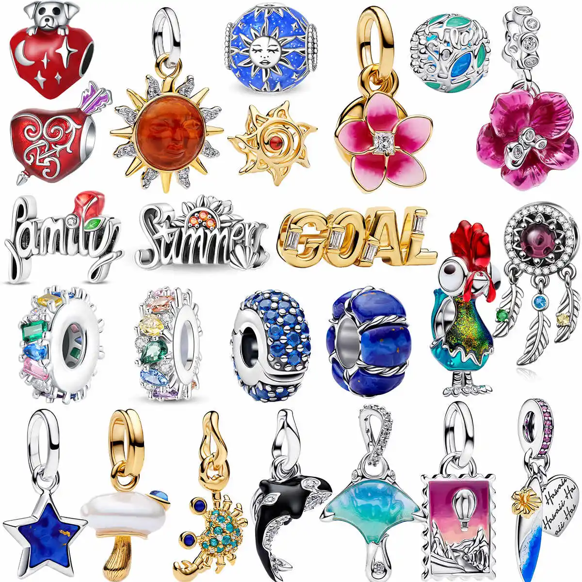 

Original 925 Sterling Silver Charms Fish Pearl Flower Beads Earring Ring Pendant Bracelets Necklaces Womens DIY Jewelry Gift