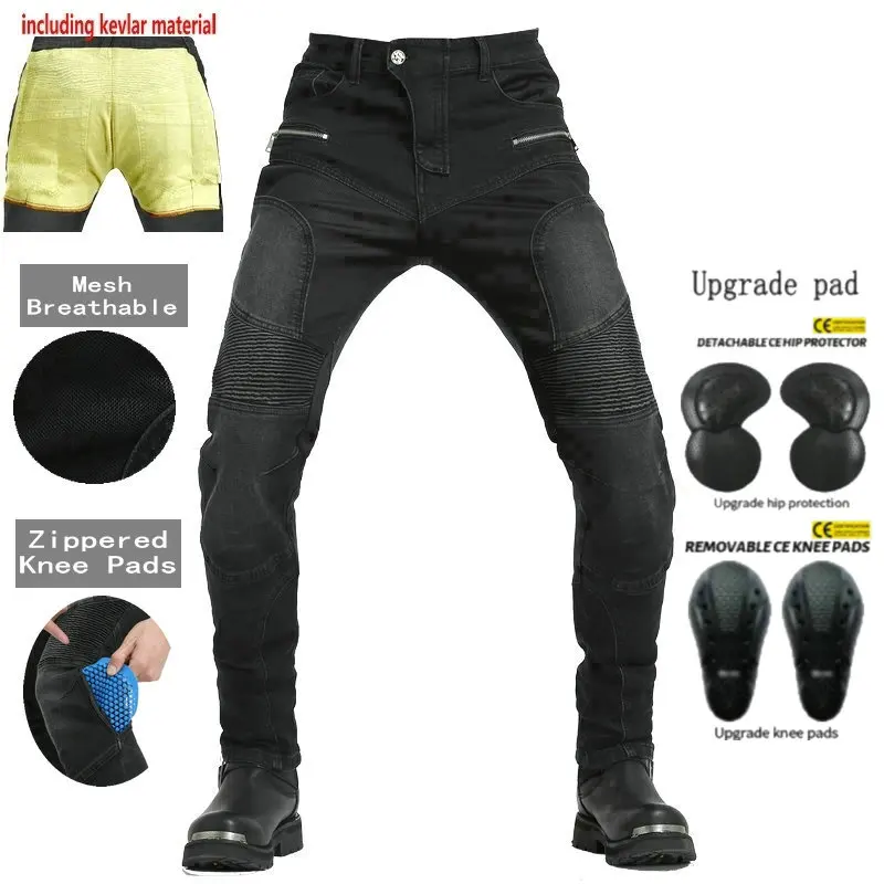

Volero High Elasticity Motorcycle Riding Jeans Motocross Casual Protection Pants Wear Resistant Mesh Breathable Slim Trousers