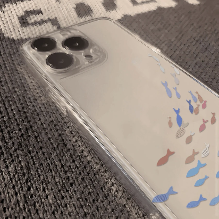 컬러풀 피쉬 폰 케이스 아이폰 16 15 14 13 프로 12 11 맥스 플러스 16프로 투명 폰 케이스 심플 15프로맥스 커버 하드 쉘