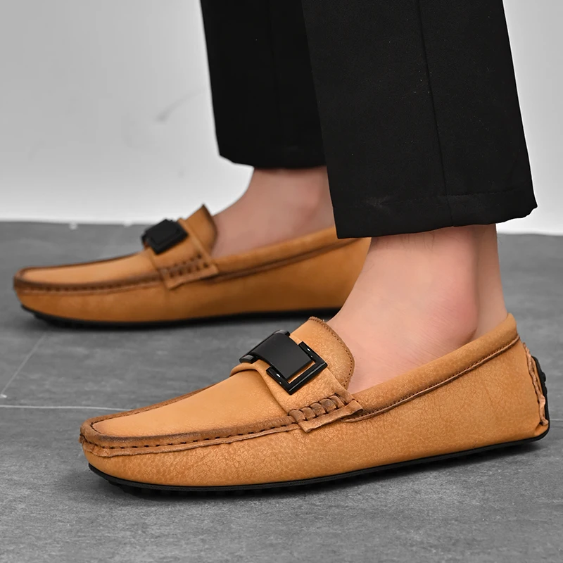 

Mens Suede Loafers Men Casual Spring Autumn Casual Shoes Luxury Brand Men's Business Shoes Genuine Leather for Men Slip on Shoes