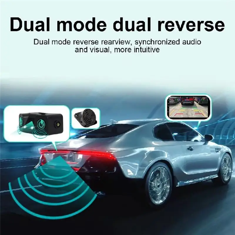 M93K-3 In 1 HD CCD Car Rear View Camera Parking Radar Detector Sensor LED Night Vision Waterproof Reverse Camera
