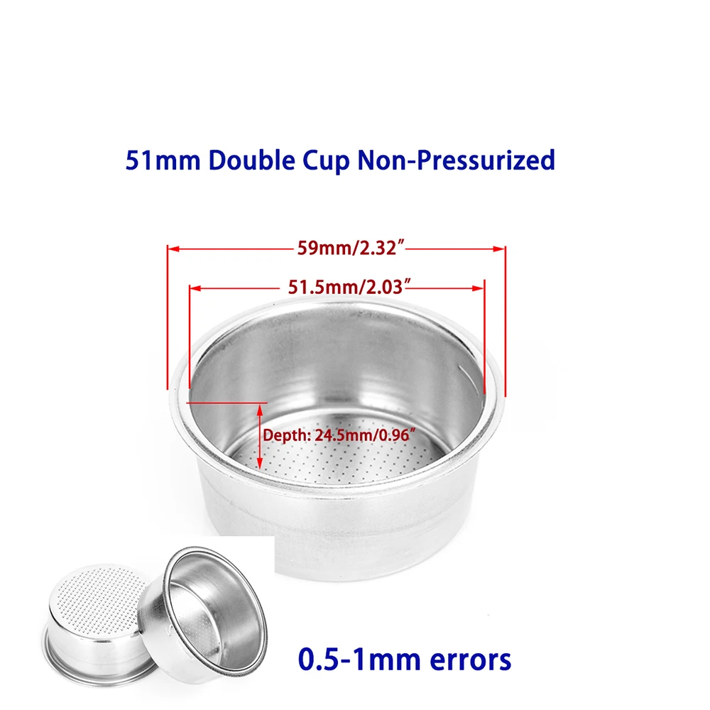 51mm 1/2cup Coffee Filter Powder Basket, Made Of Stainless Steel There Are Both Pressurized And Non - Pressurized Powder Baskets