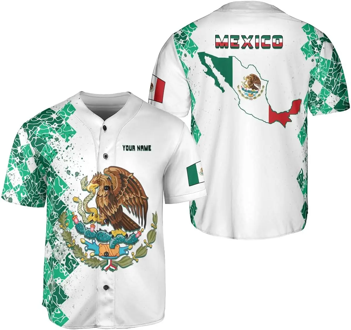 Custom Name Mexico Flag Badge Baseball Jersey Men\'s Women\'s Short Sleeve Jersey Men\'s Streetwear Short Sleeve Sports T-shirt