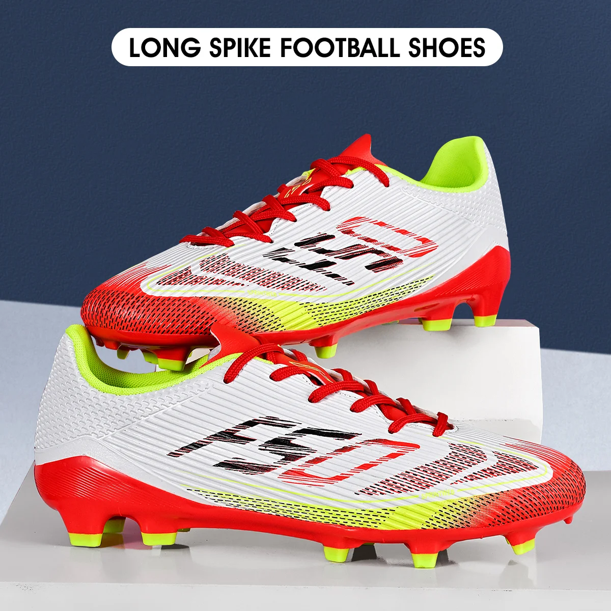 Adult Men's AG/FG Long Spike Football Shoes Outdoor Competition Comfort Breathable Shockproof Sneakers