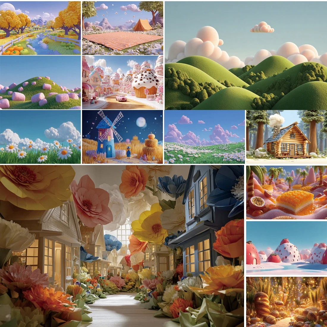 

MOON.QG Whimsical Fantasy Baby Shower Backgrounds For Photographs Candy Villages Cloud Backdrop Studio Photozone Accessories