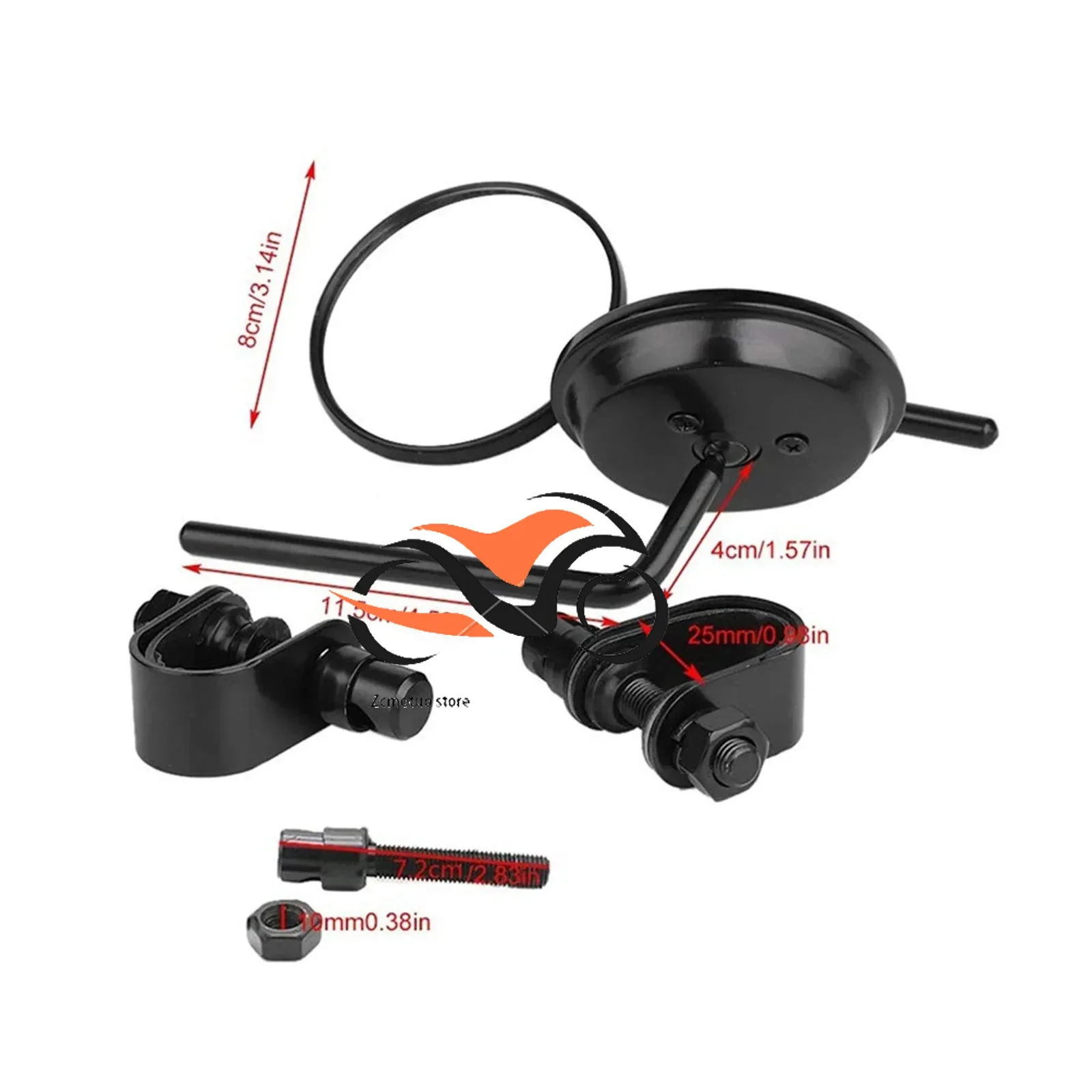 Par de espelhos retrovisores para guidão de motocicleta, redondos, convexos, 22-25mm, preto, retrô, para harley honda chopper cruiser cafe racer