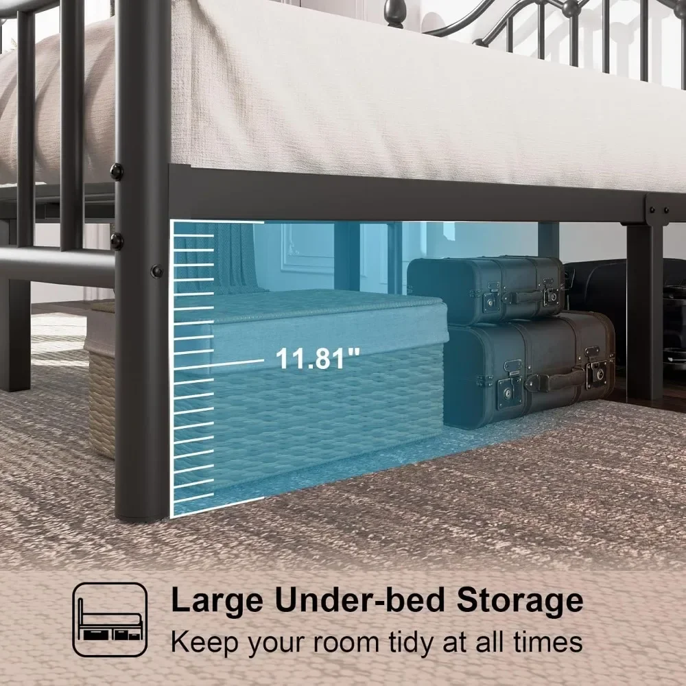 Metal Bed Frame with Headboard and Footboard, Modern Iron Platform Bed Frame Support Up to 1200LBS, Under Storage Bed Frames image 3