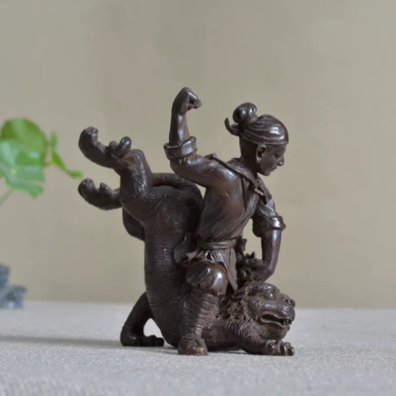 Antique copper collection Wu Song tiger statue ornament home living room desktop decoration modern exquisite handicraft