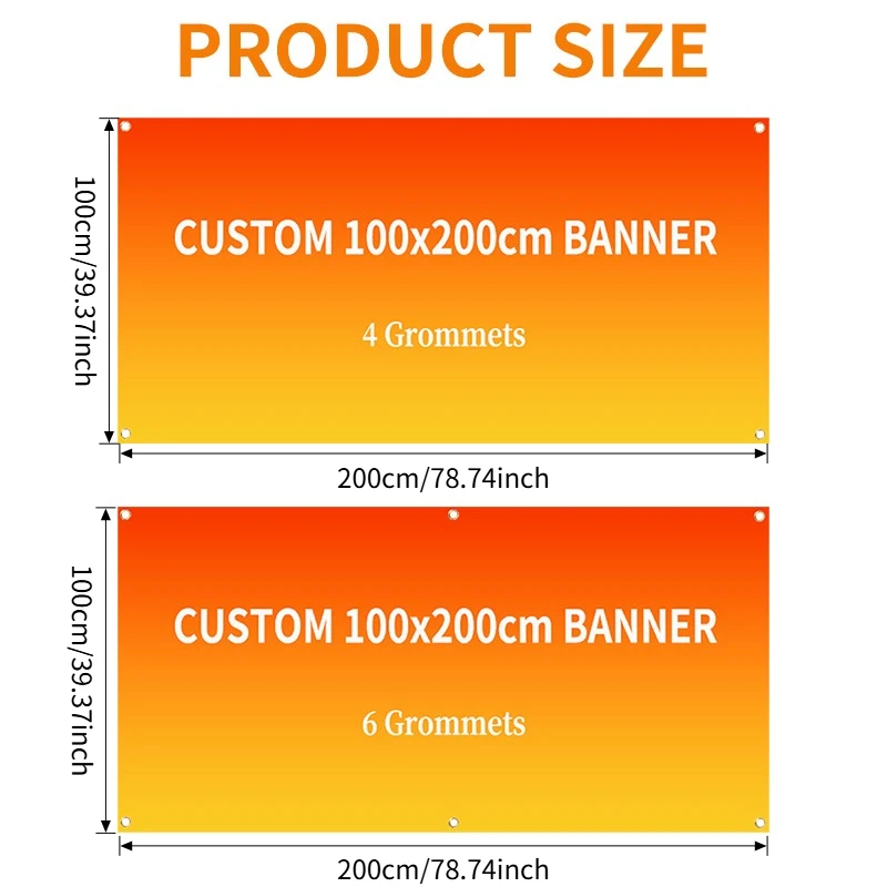 1pc Custom 100x200cm Polyester Banner, Banner with 4 Grommets/ 6 Grommets, Easy To Hang, Ideal for Outdoor Indoor Business Decor