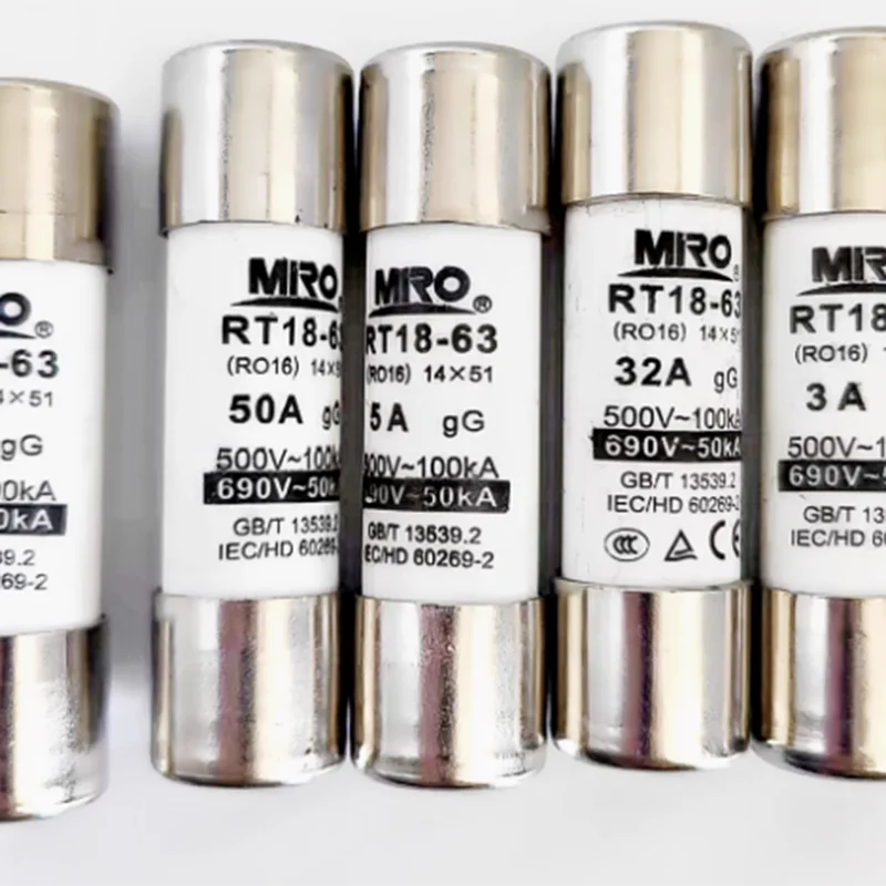 MRO 20PCS Ceramic Fuse Tube MRO RT18-63 Series 14x51mm 500V Gg 16A-63A Electrical Safety And Protection Fuse