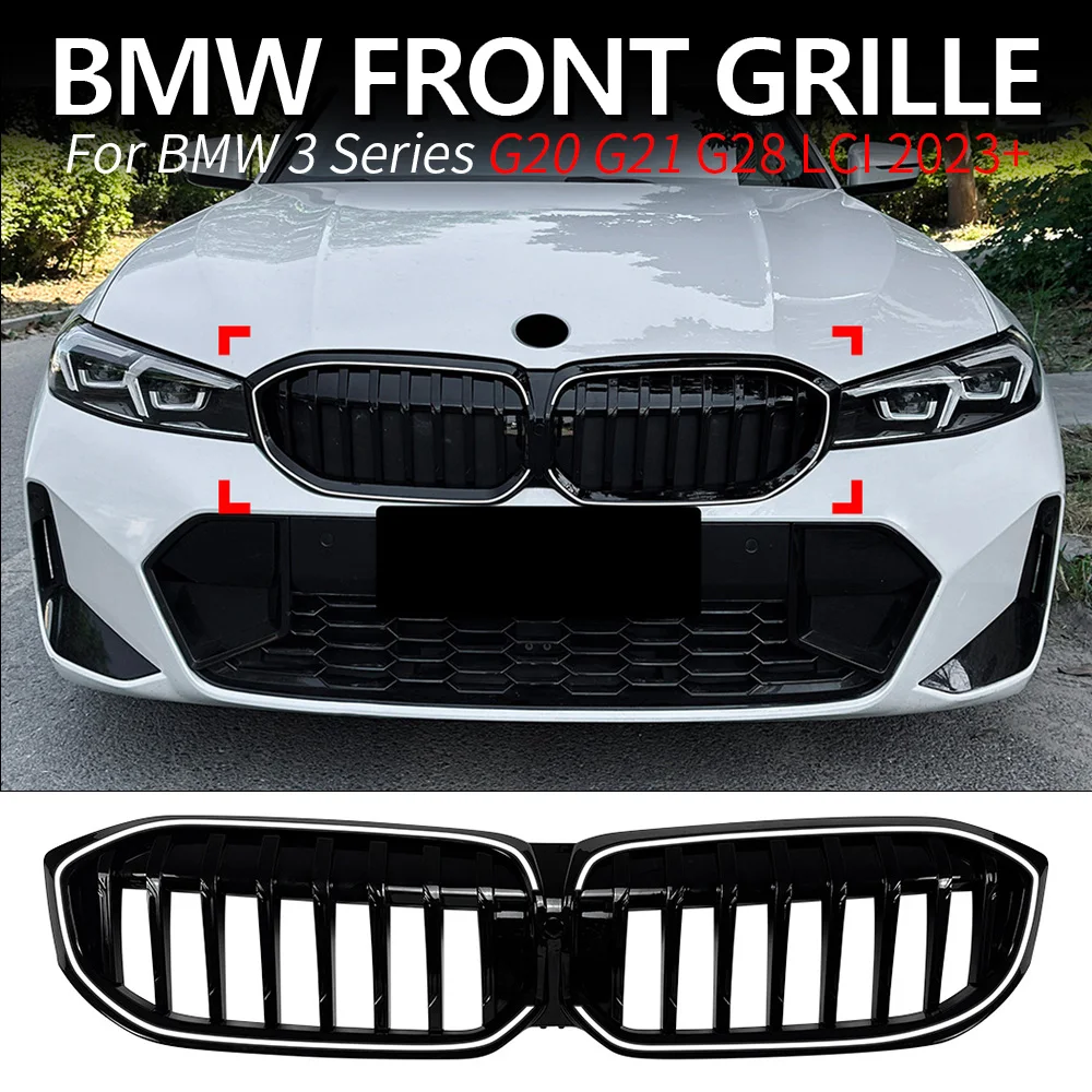 

LED Front Grille For BMW 3 Series G20 G21 G28 LCI 2023+ Single LINE LED Light Strip Mesh Body Kit Upgrade Car Accessories