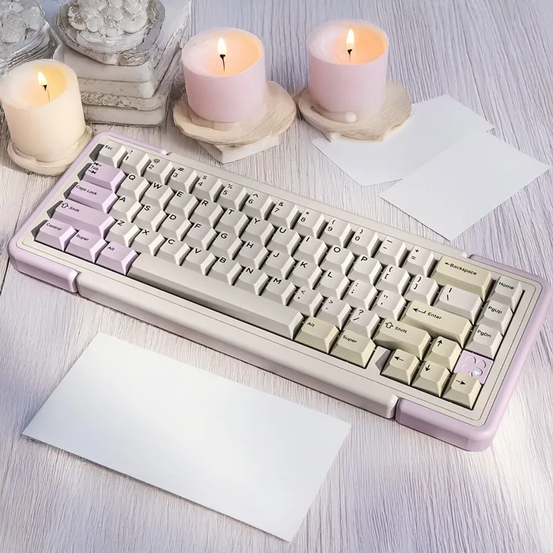 

LIFETIME65 Трехрежимный комплект механической клавиатуры 65% раскладка Прокладка Индивидуальный RGB с горячей заменой Алюминиевый игровой эргономичный комплект клавиатуры с ЧПУ