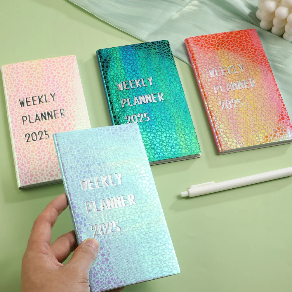 2025 A6 Dazzling Color Pocket Notebook 365 Days Notepad Diary Week Planner Stationery Office School Supplies