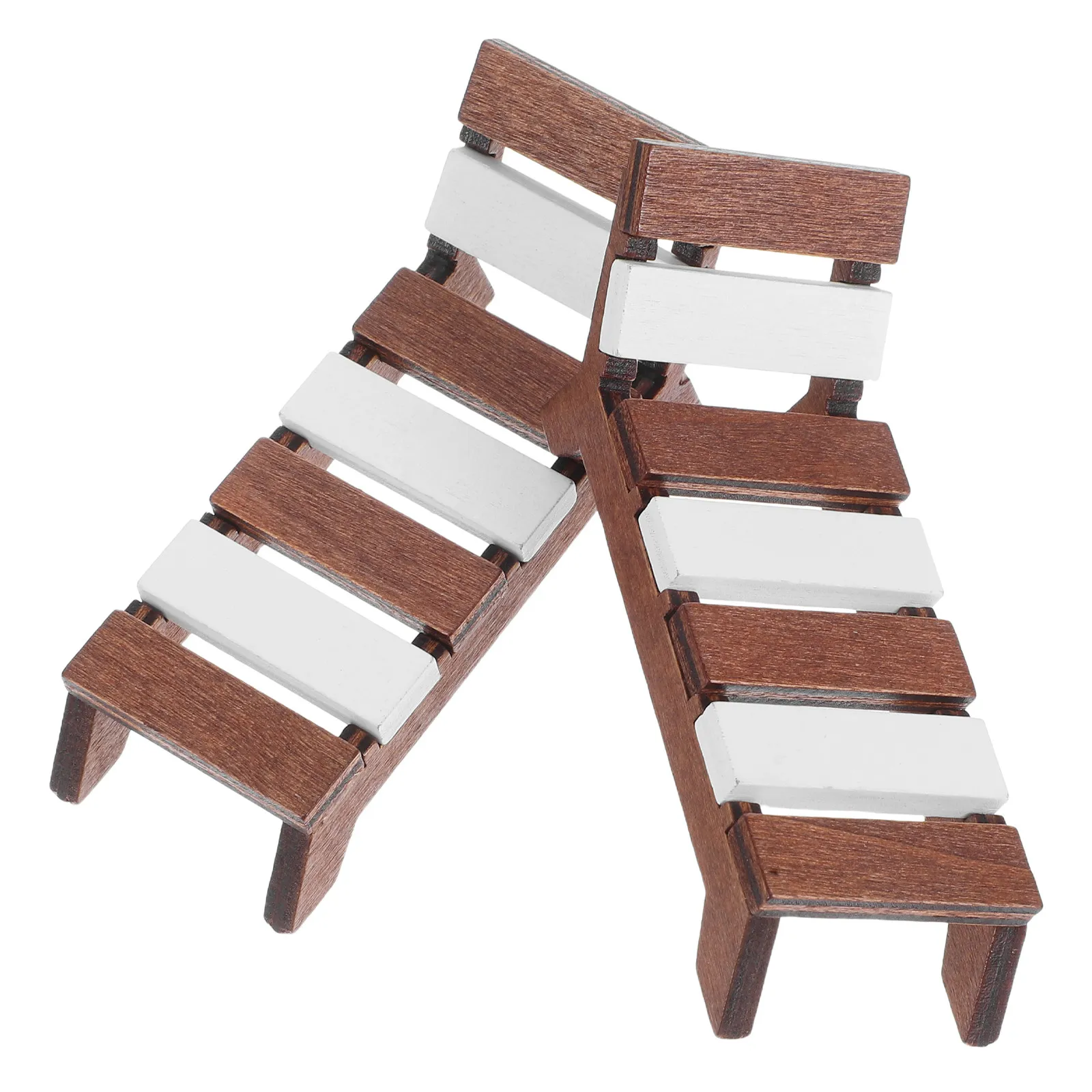 

2Pcs 1:12 Mini Beach Chair Set Vibrant Wooden Lounge Chairs for Miniature House Interior Outdoor Display Decor