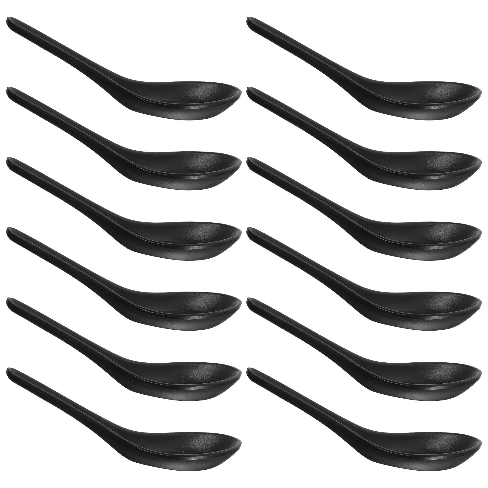 

Набор из 12 термостойких черных матовых глубоких ложек для супа, вонтонов, рамена, лапши, азиатской кухни, портативные, легко моются