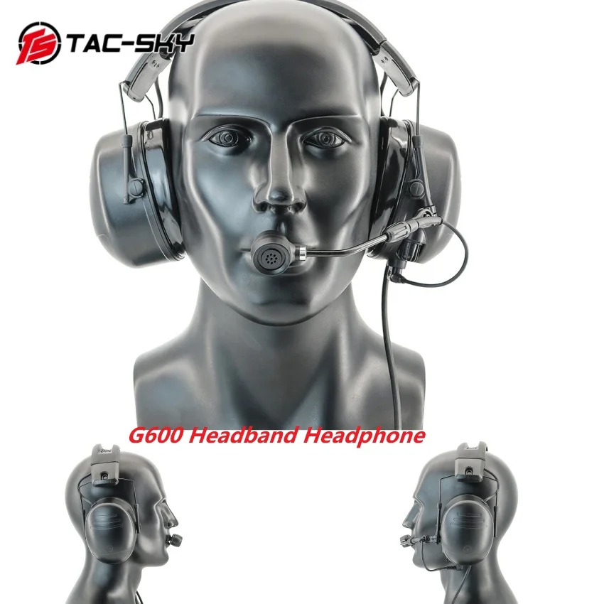 TS TAC-SKY G600 Headband Headphone Physical Noise Cancelling Hearing Protection Headset with Tactical U94 PTT for Ken Baofeng