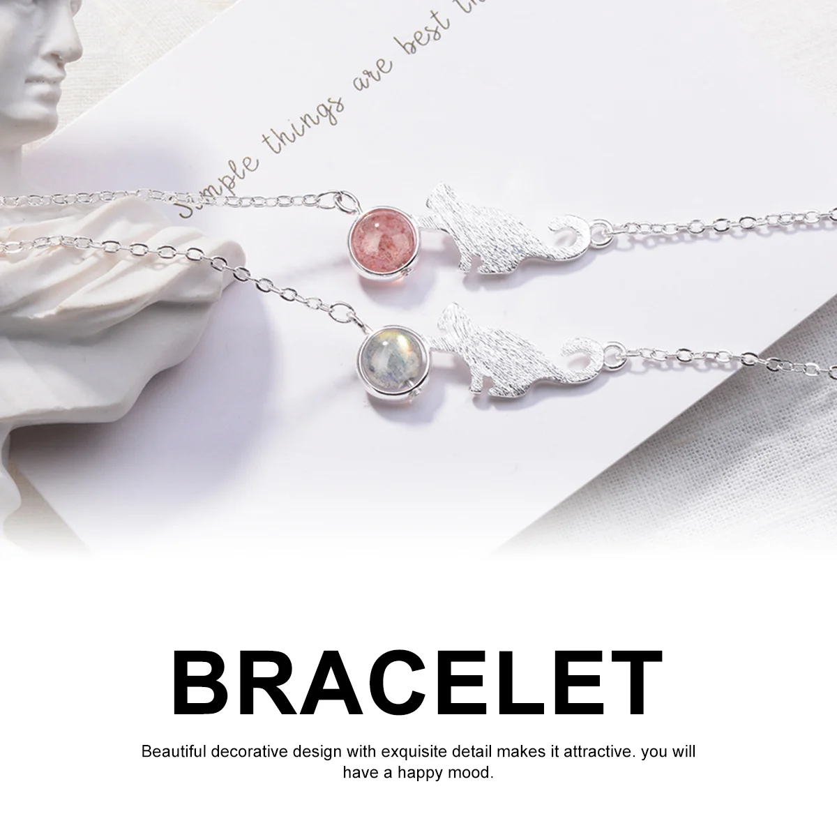 

Strawberry Crystal Korean Bracelet Solid Metal Chain Adjustable Simple Stylish Charm Bracelet Girls Women Graduation Party