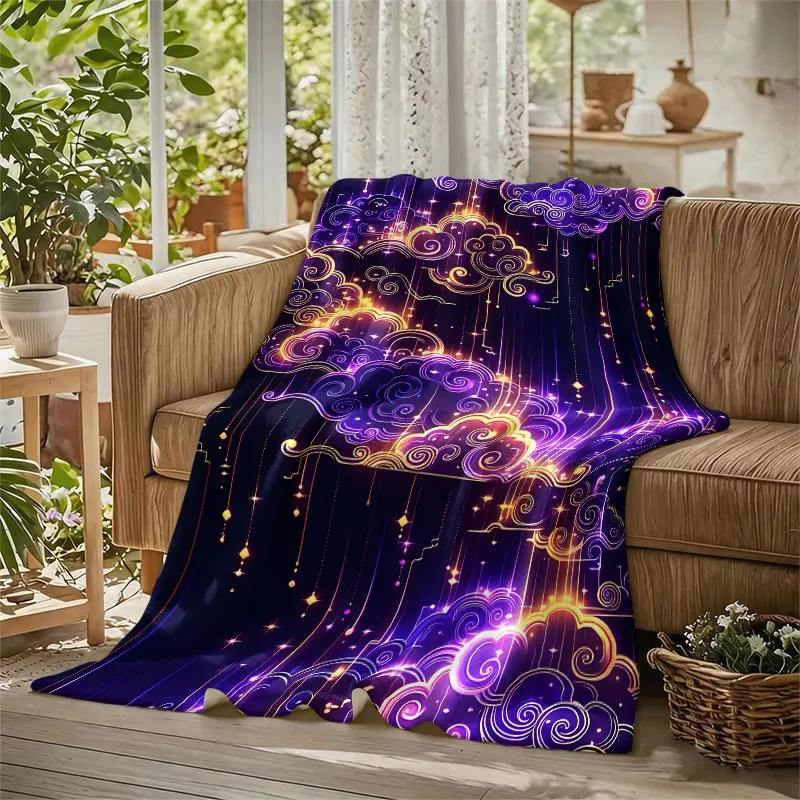 Neon Cloud Star Tapestry Flannel Blanket Perfect for Sofa Office Bed Travel Sleep Read Relax Camping Four Season Use