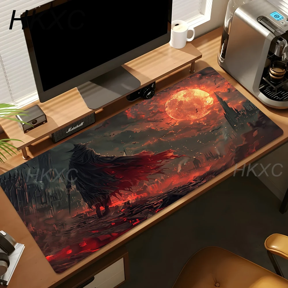 

Game Art Print Mousepad Bloodborne Mouse Pad Large Desk Mat Wear Resistant Cloth Anti Slip Rubber Universal Esports Mouse Pads