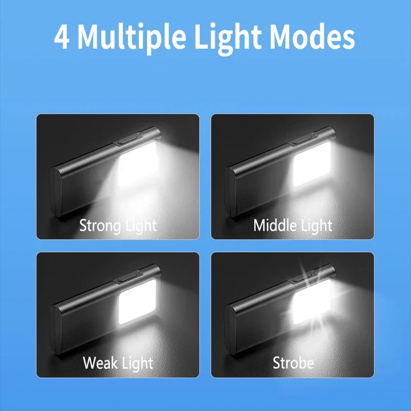 USB-C Rechargeable Mini EDC Portable Pocket COB Keychain Flashlight Night Running Hat Cap Clip Headlamp Side Work Light Torch