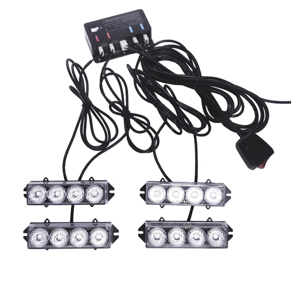 Customized 16 LED Hideaway Grill Strobe Lights Kit Hazard Emergency Warning Grille Flashing Lamp For Truck SUV 12 Volt 24V