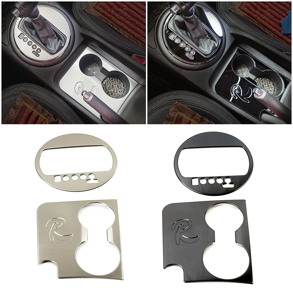 For Kia Sportage R 2011-2015 Gear Shift Panel Water Cup Holder Cover Trim Interior Moulding Stainless Steel Protection Sticker