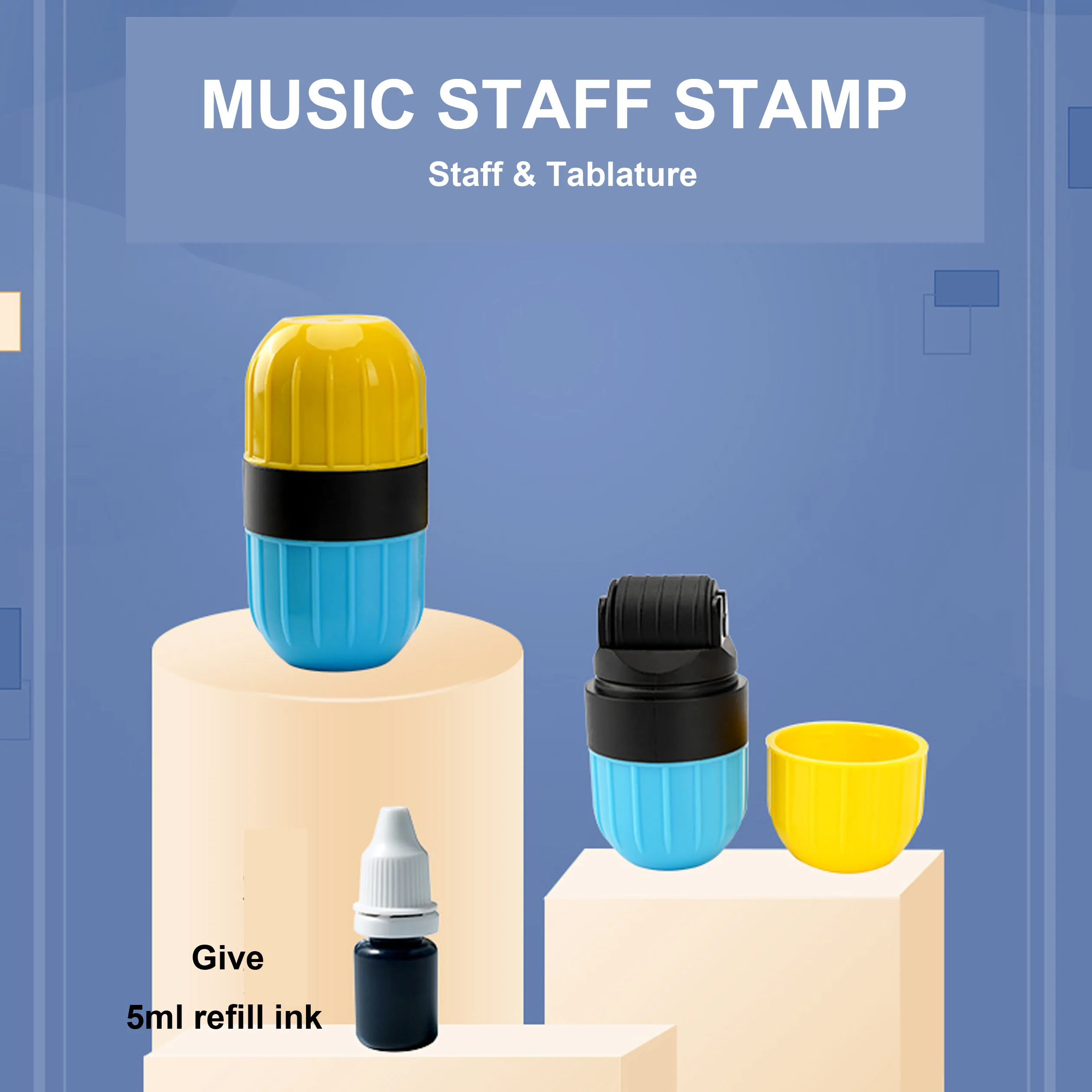 Music Staff and Tablature Stamp, Roller Stamp for Teaching or Students, Five Line Imprint, Writing Guitar,  Music Club, 2023