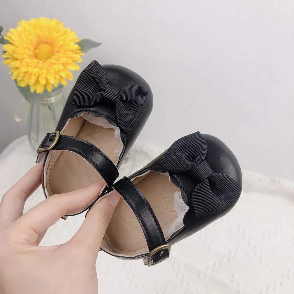 Korean Butterfly Knot Leather Shoes First Walkers Soft Soled Bow Princess Shoes Moccasins Crib Shoes From 0 To 12 Months