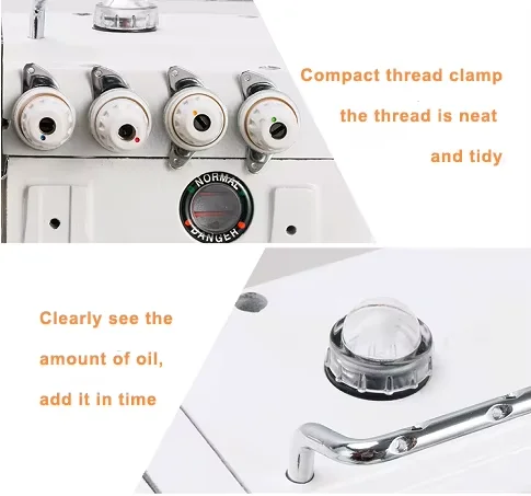 ماكينة خياطة 747D عالية السرعة الصناعية الاوفرلوك غرزة الاستخدام المنزلي محرك سيرفو آلية تغذية يدوية جسم معدني