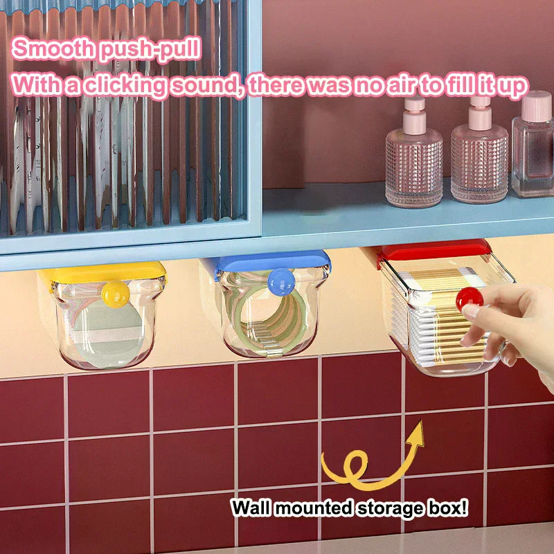Transparent Bathroom Cotton Stick Makeup Cotton Bedroom Pull-Out Storage Drawer Style Storage Box Under The Mirror Cabinet