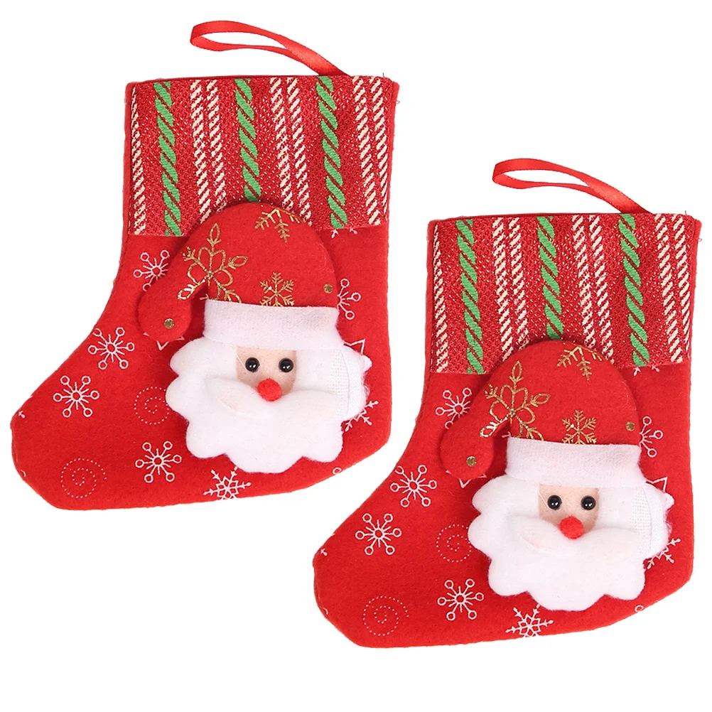 

2Pcs Christmas Stocking Decoration Xmas Socks for Gift Candy Storage Christmas Eve Party Decor Xmas Stockings
