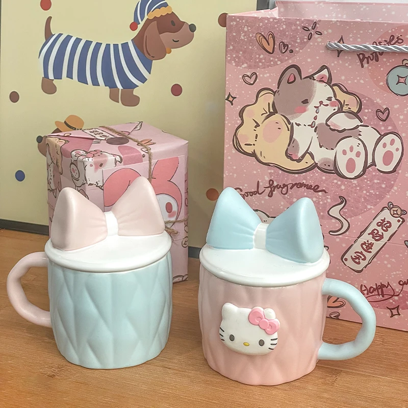 

Кружка Kawai Miniso HelloKitty, высокоточная керамическая чашка, подарки в форме сердца для девочек, подарки для лучших друзей
