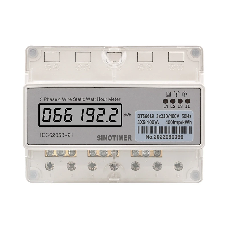 SINOTIMER 1 Piece 4 Wires Electricity Meter Digital Wattmeter Electric Consumption Meter Din Rail Three Phase