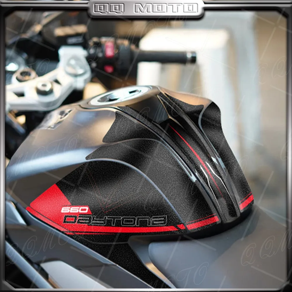 Accessori moto Adesivo Serbatoio carburante Ginocchio Grip Protezione trazione Decalcomania decorativa impermeabile per Daytona 660 daytona 660