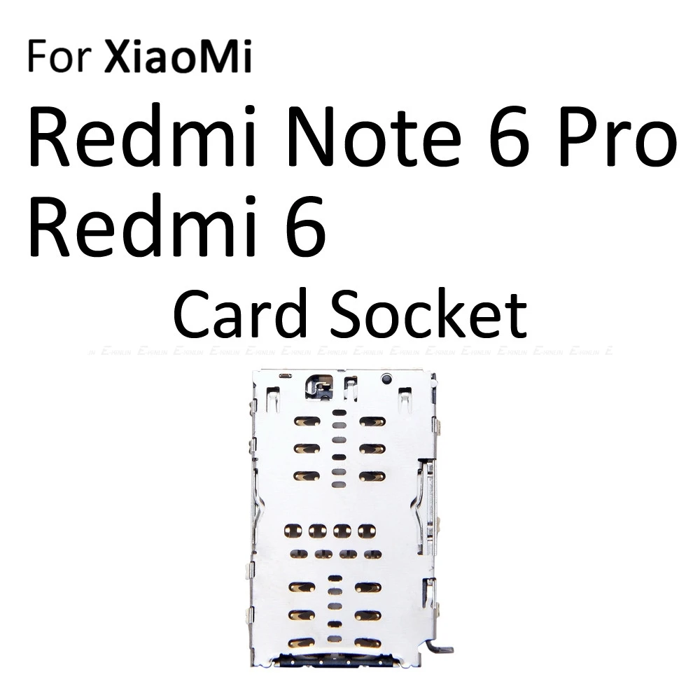 Micro SD Sim Card Tray Socket Slot Adapter Connector Reader For XiaoMi Redmi 6 Note 6 Pro Container Holder Replacement Parts
