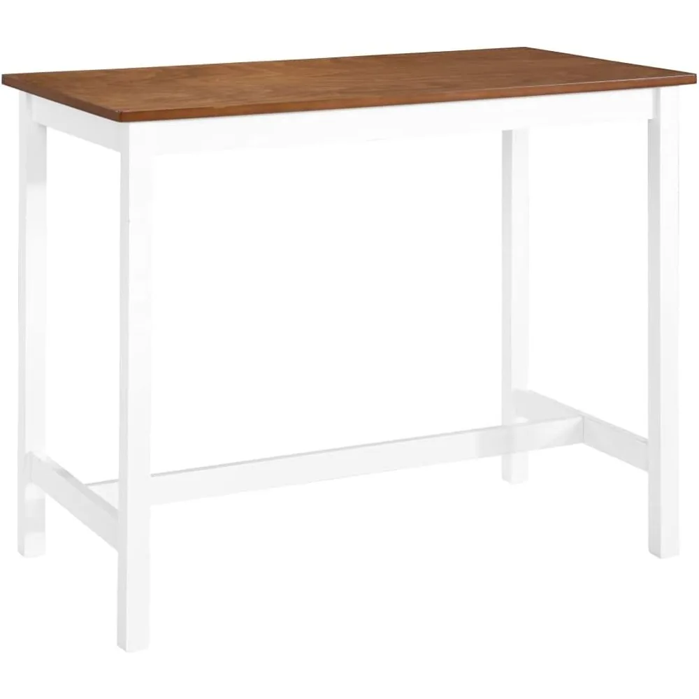

Bar Table Brown and White MDF top with Wood Veneer, Solid Wood Legs