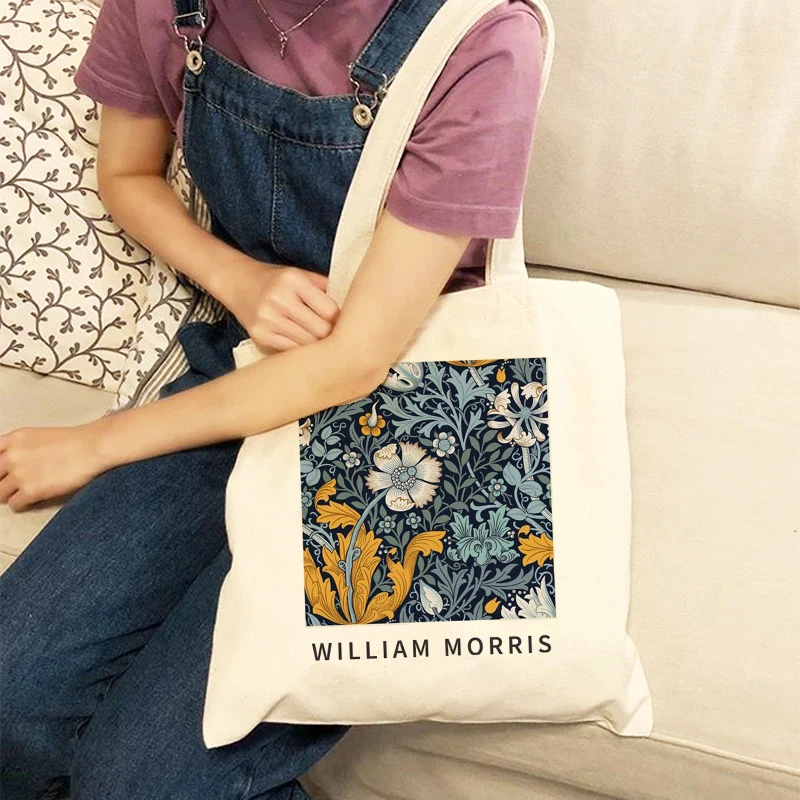 Shopper Tote Bag Vintage Leaf Flower William Morris Reusable Handbag Shoulder Foldable Fashion Canvas High Capacity Shopping Bag