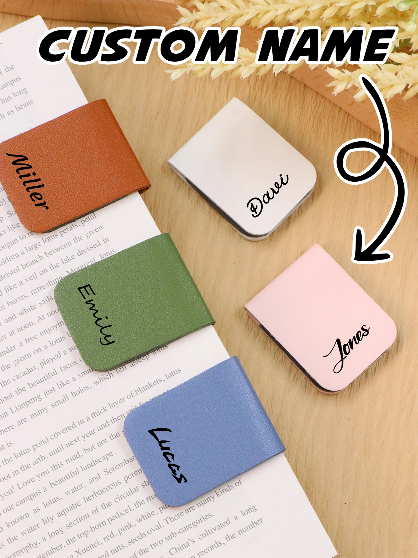 Personalized Name Magnetic Bookmarks,Custom Name Leather Bookmarks,Customized Book Marks For Reading,Customizable Bookmarks
