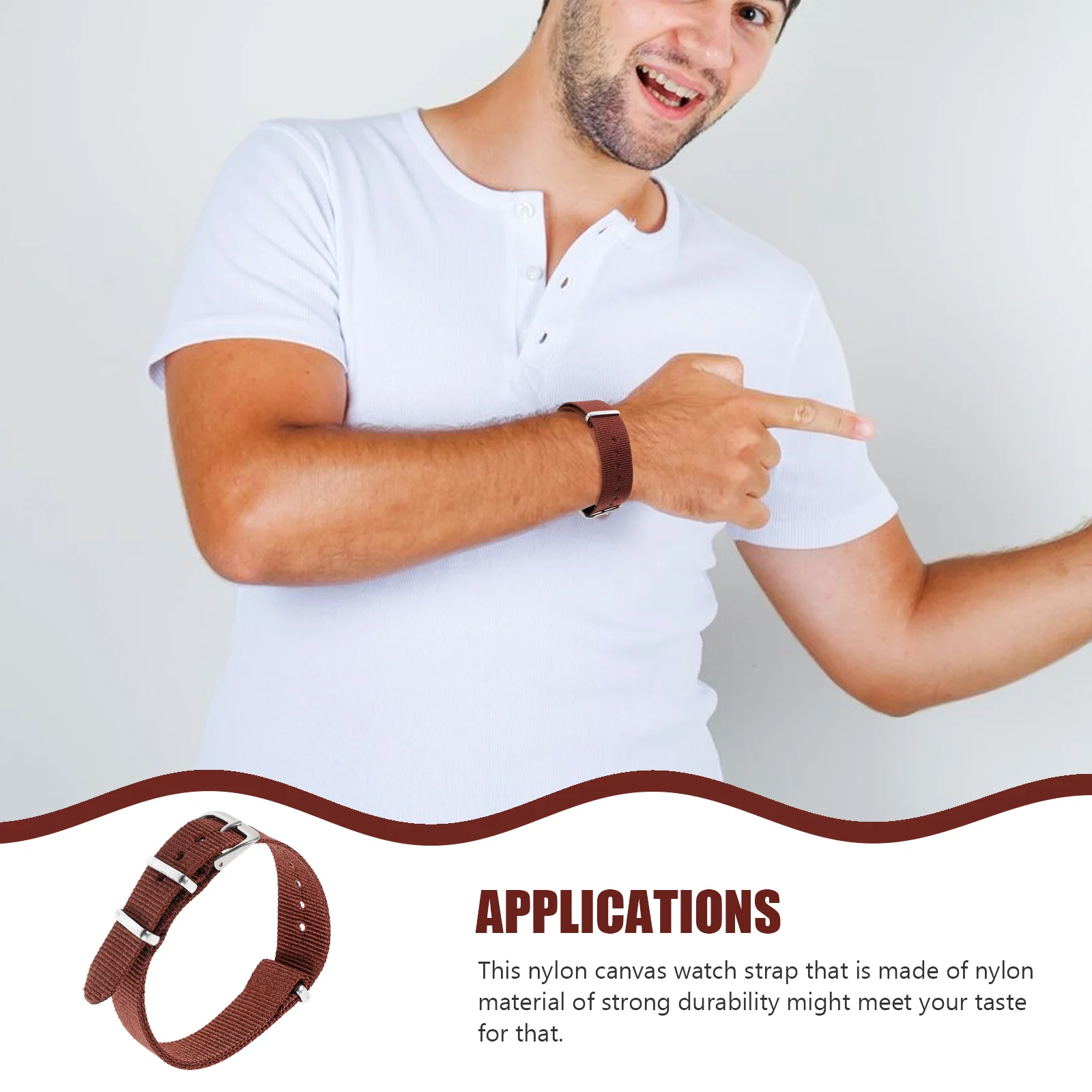 

Durable Nylon Watch Strap 18mm Brown Replacement Band Canvas Material Comfortable Wear Gift Idea Replacement Strap