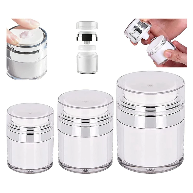 Crème Pot Vacuüm Fles, Luchtloze Pomp Pot Flessen Draagbare Lotion Dispenser, Make-Up Crèmes Reiscontainer 3 Stuks