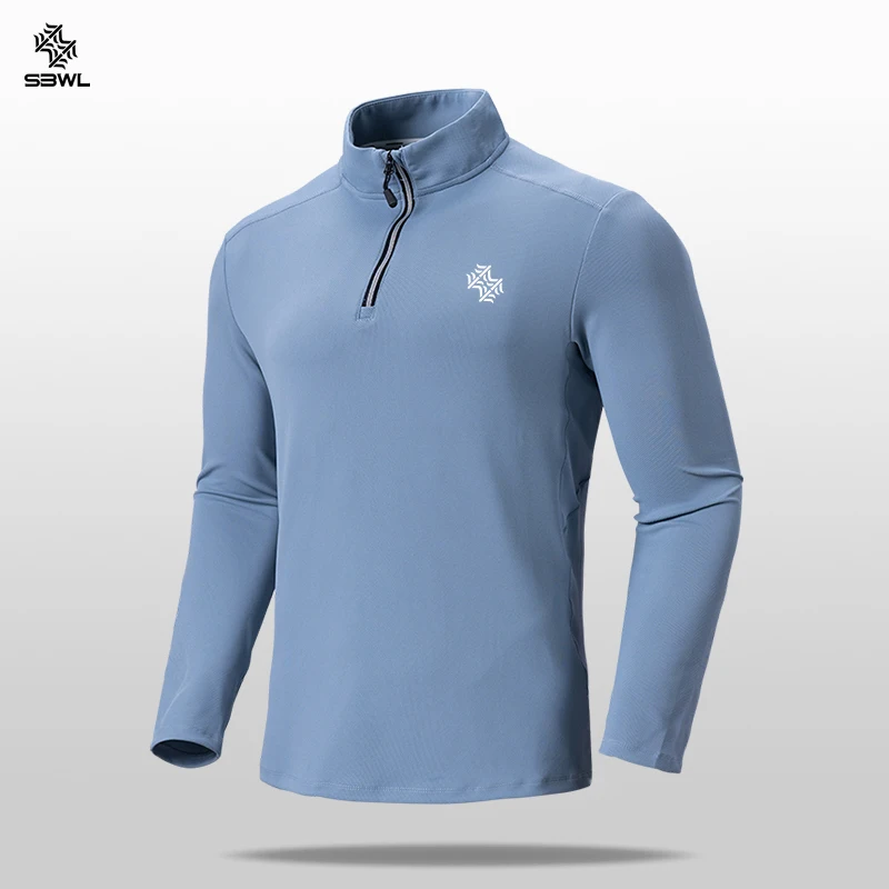 SBWL Autumn and winter fashion outdoor sports long sleeve stand collar T-shirt running fitness breathable base shirt Tops