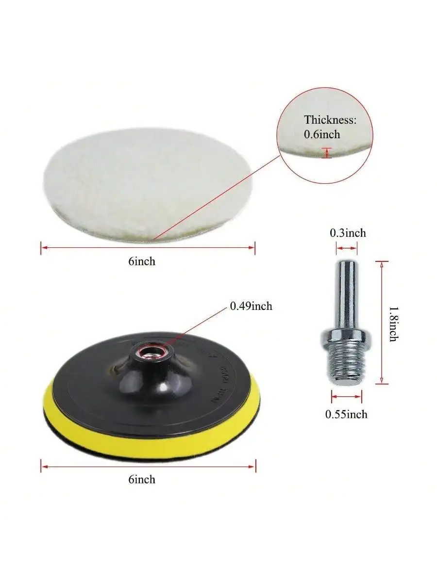 

6 Inch Car Foam Polishing Buffing Pad Kit With Backing Plate And Mandrel
