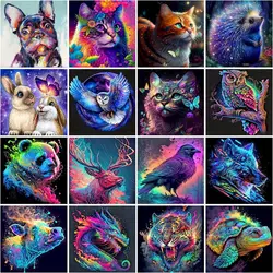 CHENISTORY Oil Painting By Number Colorful Animal Diy Frame Coloring By Numbers On Canvas For Adults Home Decoration Gift